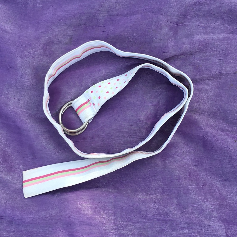 Aero reversible polka dot striped ribbon belt